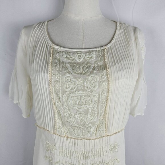 Sundance White Embroidered Dress XS Cream Boho Feminine Peasant NWOT - Picture 3 of 12